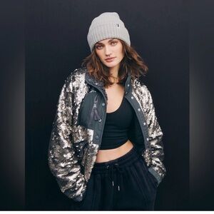 Free People hit the slopes Sequin Silver Jacket